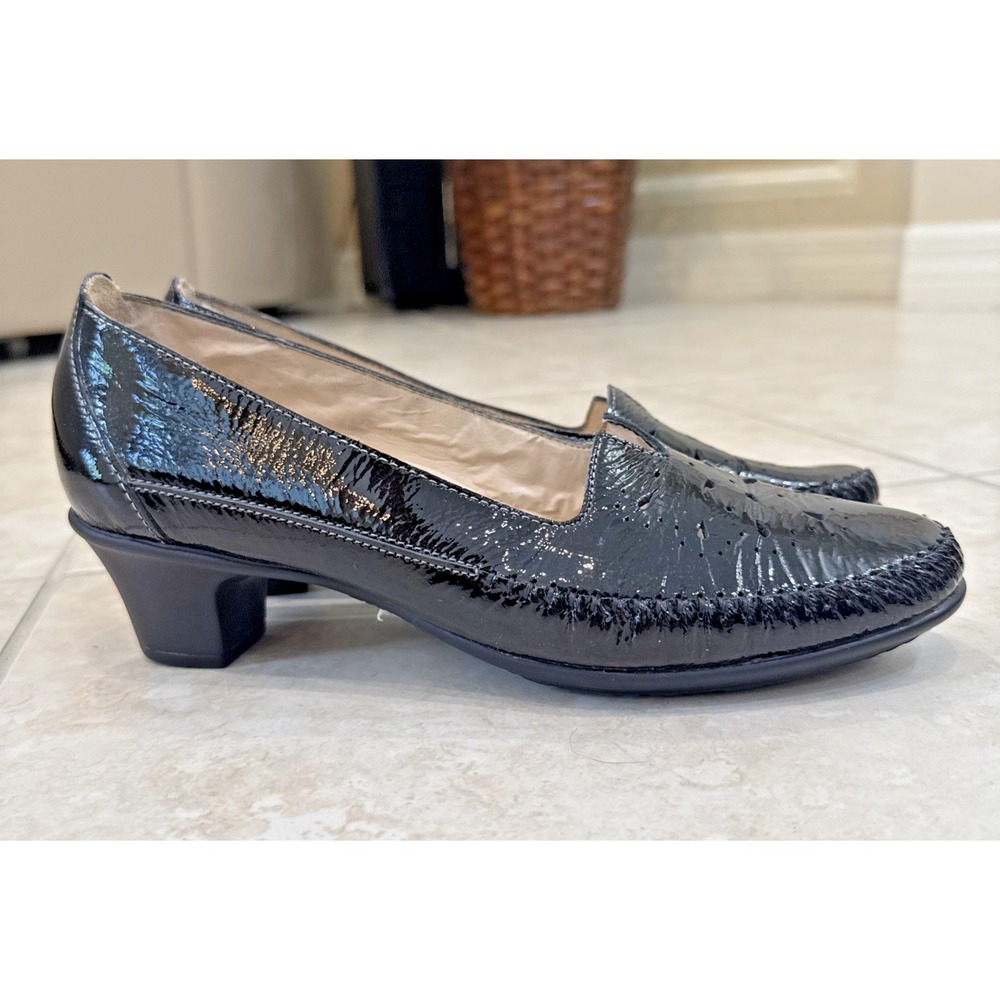 SAS Sonyo Slip On Heel Womens Size 8.5N Black Patent Leather Carrer Comfort
